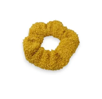 Mustard-colored curly elastic hair tie