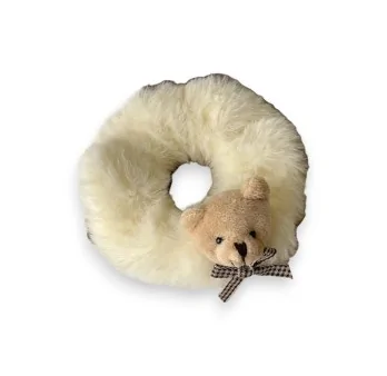 Chouchou élastique fantaisie ourson en peluche