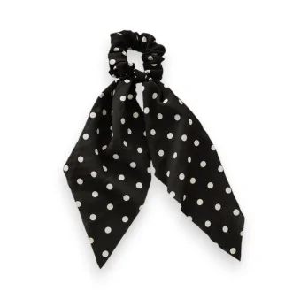 Chouchou foulard à pois noir et blanc