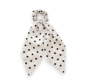 Chouchou foulard à pois noir et blanc