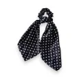 Elastico per Capelli con Foulard a Pois Blu Navy e Bianco