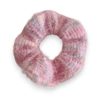 Fancy pink knitted scrunchie