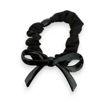 Black elastic hair tie with rigid knot