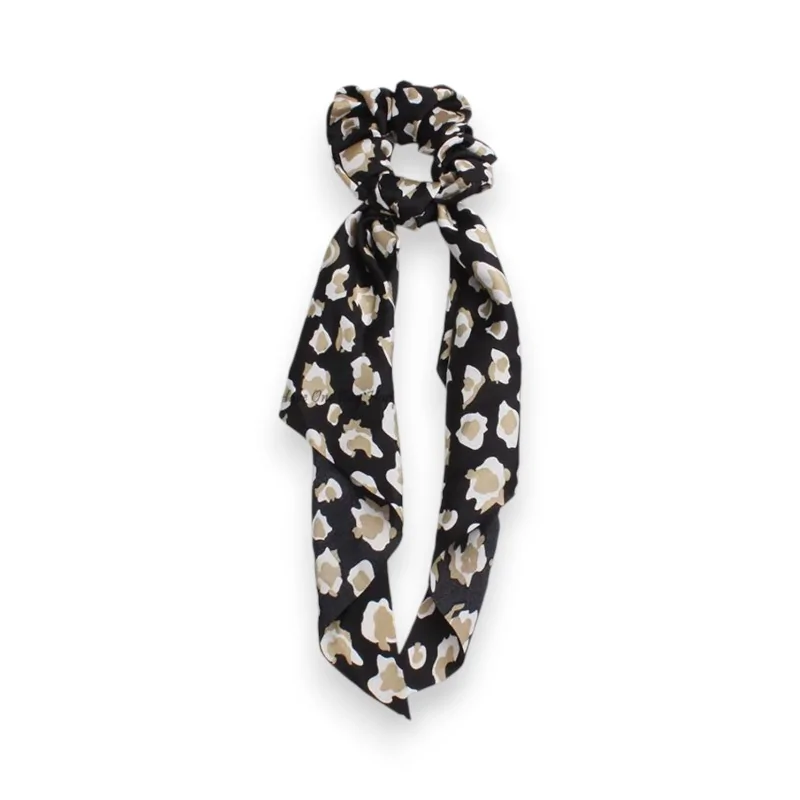 Scrunchie Foulard Leopardato Nero e Beige