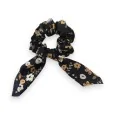 Fancy Black Scrunchie with Floral Pattern