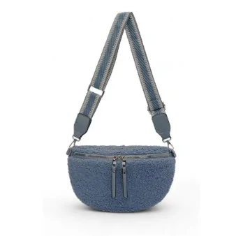 Fluffy blue fanny pack crossbody bag by David Jones