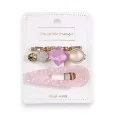 Set of 4 Trendy Hair Clips in Pink and Gold