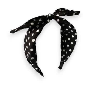 Retro chic black and white polka dot headband