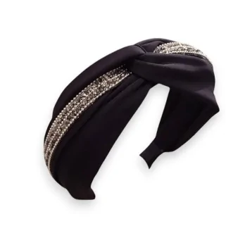 Fancy black headband with rhinestones