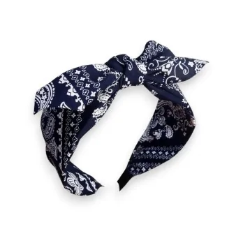 Cerchietto fantasia con stampa bandana blu navy