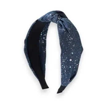 Denim headband with multicolored glitter