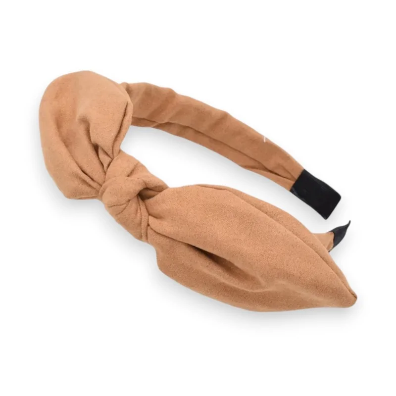 Camel faux suede fancy knot headband