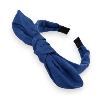 Navy blue suede bow headband