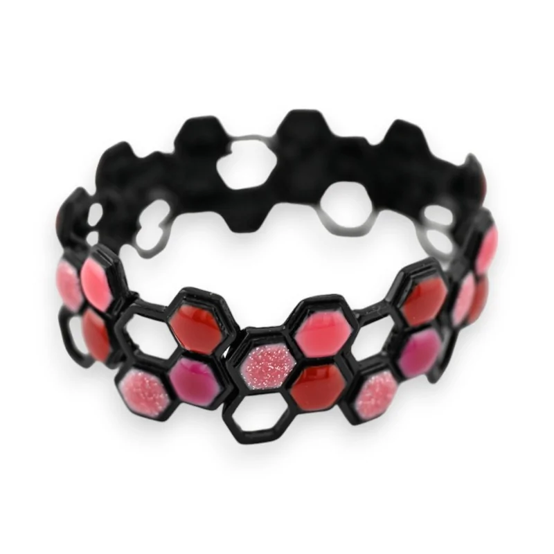 Pulsera elástica texturizada Ikita rosa y roja