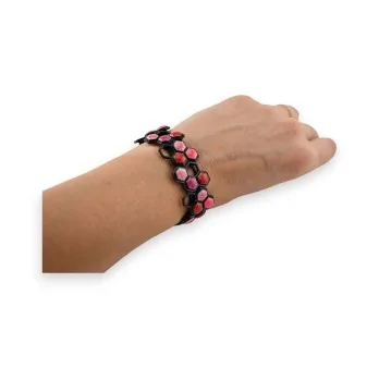 Elastisches Wabenarmband von Ikita in Rosa und Rot