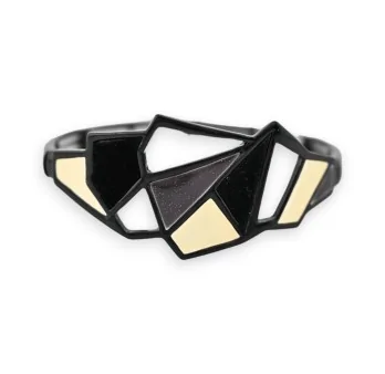 Ikita Black and Off-White Geometric Elastic Bracelet