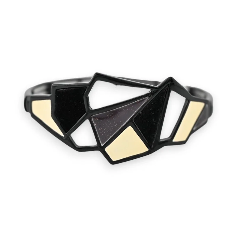 Bracciale elastico geometrico Ikita Nero e bianco sporco