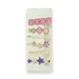 Set of 6 fancy hair clips in pink and lavender