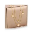 Gold double star necklace with pearl finish