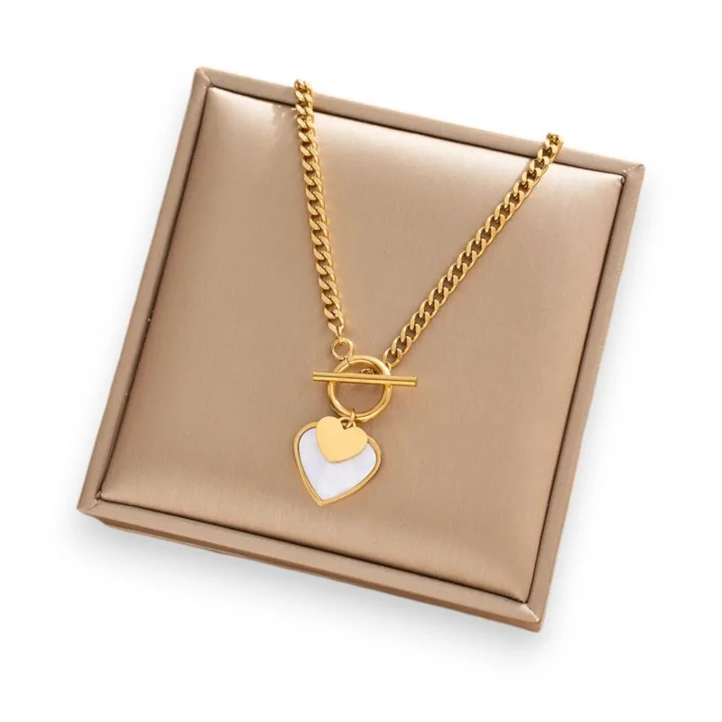 Golden Pearlescent Heart Necklace