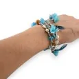 Lot de 3 bracelets fantaisie élastiques turquoise