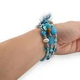 Lot de 3 bracelets fantaisie élastiques turquoise