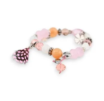 Ikita pink elastic fashion bracelet with glass beads