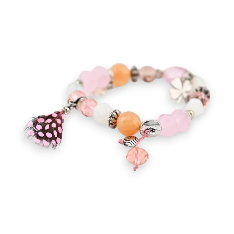 Elastisches Modeschmuck-Armband Ikita in Rosa mit Glasperlen