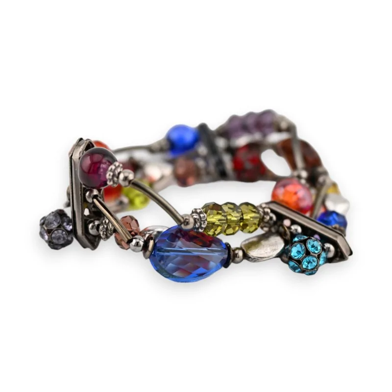 Elastic fancy bracelet with multicolored beads