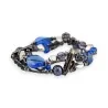 Bracelet fantaisie 3 rangs perles bleues