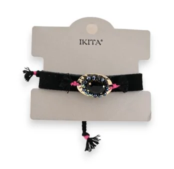 Bracelet fantaisie Ikita en tissu noir