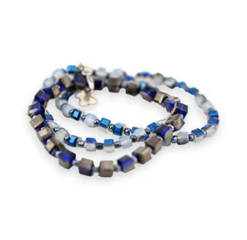 Lot de 3 bracelets fantaisie Ikita perles bleues