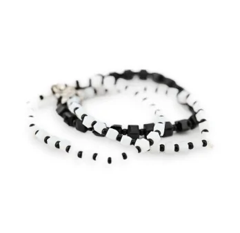 Conjunto de 3 pulseras elásticas de fantasía Ikita en blanco y negro