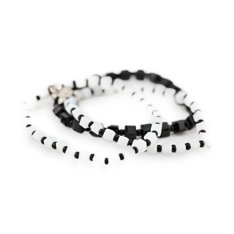 Lot de 3 bracelets fantaisie élastiques Ikita Noir et blanc