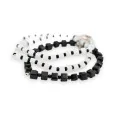 Conjunto de 3 pulseras elásticas de fantasía Ikita en blanco y negro