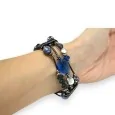 Modisches Armband mit 3 Reihen blauer Perlen