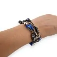 Bracelet fantaisie 3 rangs perles bleues