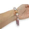 Pulsera de fantasía elástica Ikita rosa con perlas de vidrio