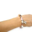 Bracciale elastico fantasia Ikita rosa con perline di vetro