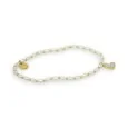 Fine elastic bracelet with white and gold beads