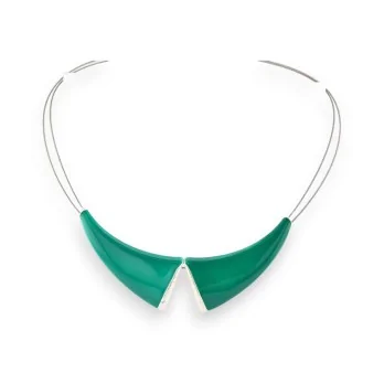 Green Peter Pan collar necklace by Ikita