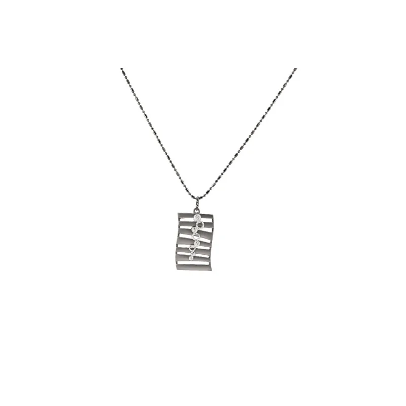 Rectangular design necklace in Grey by Ikita