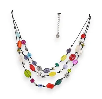 Collana multifilo Ikita con perle colorate