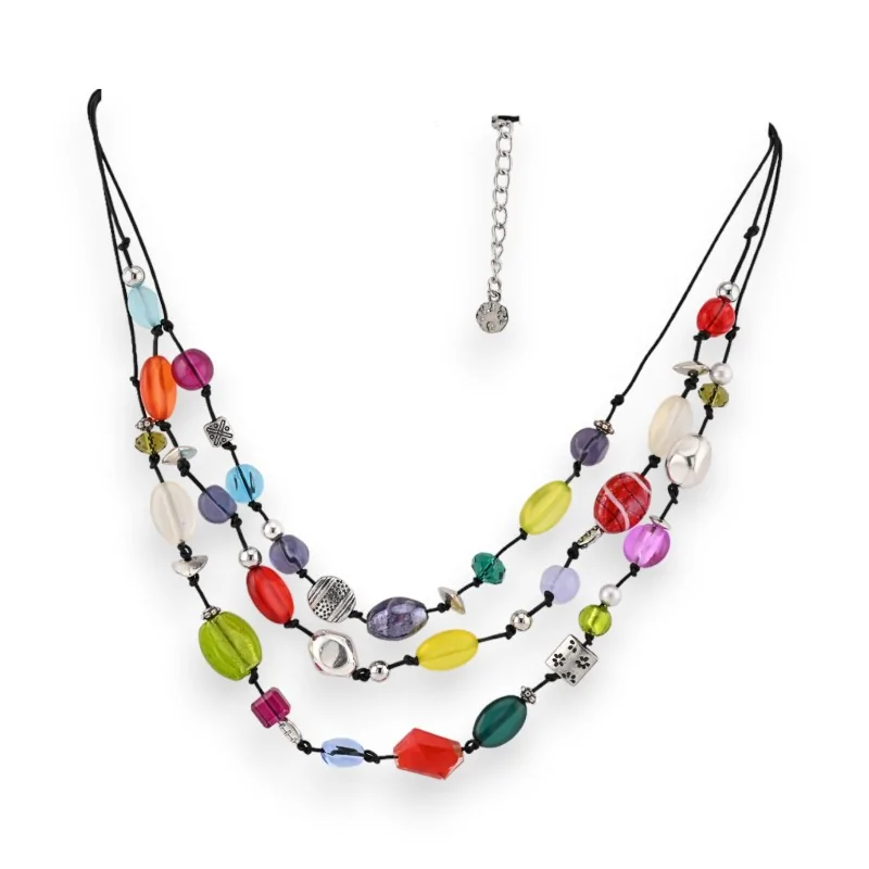 Collana multifilo Ikita con perle colorate