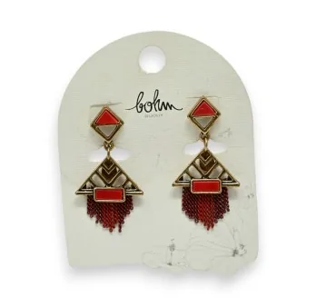 Boucles d'oreilles pendantes de chez Bohm rouge