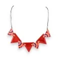 Fashion Necklace Triangle Patchwork Red by Ikita