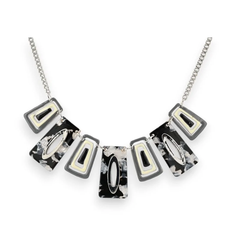 Fashion necklace by Ikita with Black and White geometric pendants