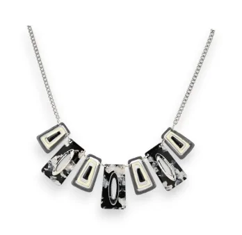 Collier fantaisie Ikita à pendentifs géométriques Noirs et Blancs