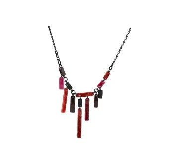 Collar de bisutería Ikita negro y rojo