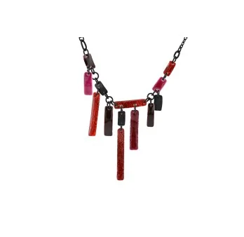 Collier fantaisie Ikita noir et rouge